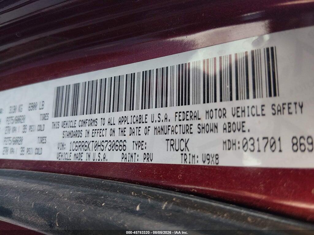 1C6RR6KT0HS730666 2017 RAM 1500 photo no. 9
