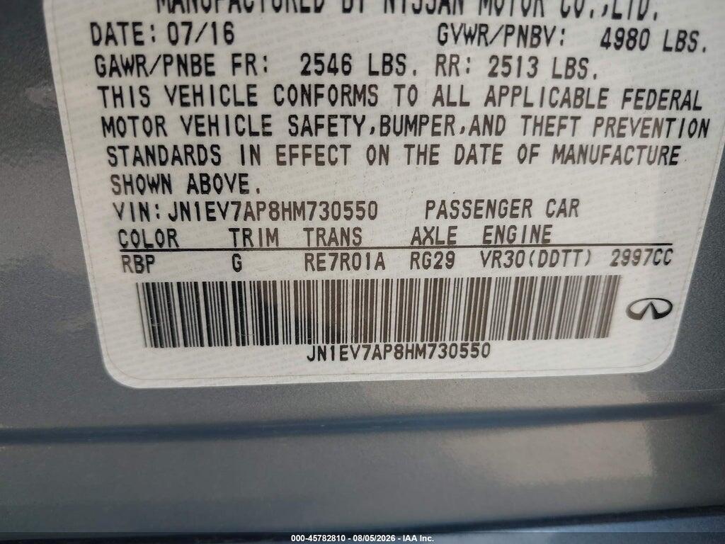 JN1EV7AP8HM730550 2017 INFINITI Q50 photo no. 9
