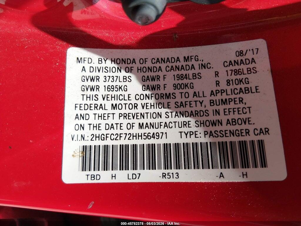 2HGFC2F72HH564971 2017 HONDA CIVIC photo no. 9