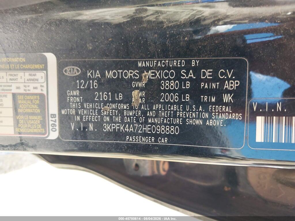 3KPFK4A72HE098880 2017 KIA FORTE photo no. 9