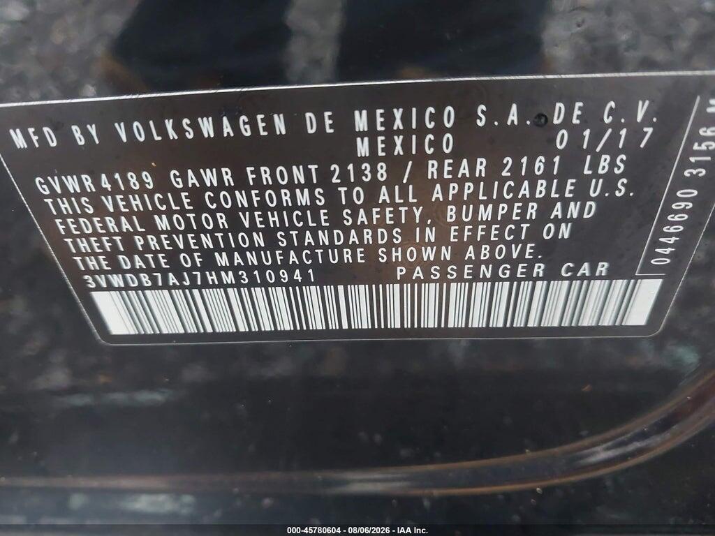 3VWDB7AJ7HM310941 2017 VOLKSWAGEN JETTA photo no. 9