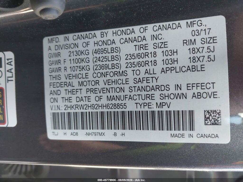 2HKRW2H92HH628855 2017 HONDA CR-V photo no. 9