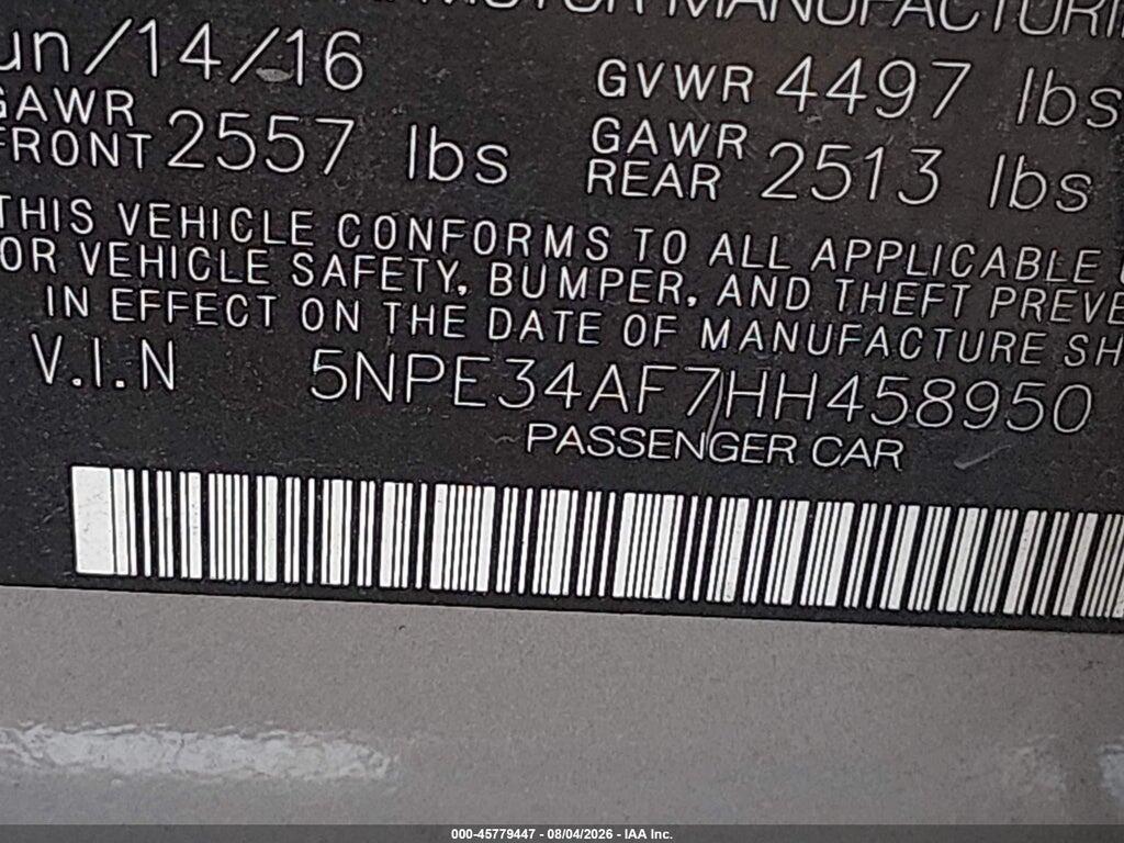 5NPE34AF7HH458950 2017 HYUNDAI SONATA photo no. 9