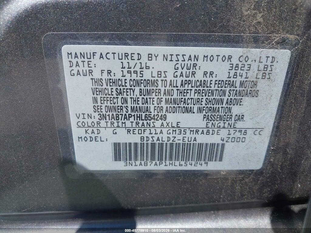 3N1AB7AP1HL654249 2017 NISSAN SENTRA photo no. 9
