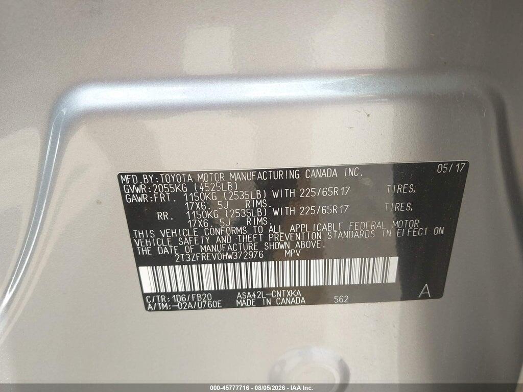 2T3ZFREV0HW372976 2017 TOYOTA RAV4 photo no. 9