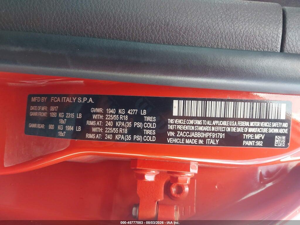 ZACCJABB0HPF91791 2017 JEEP RENEGADE photo no. 9