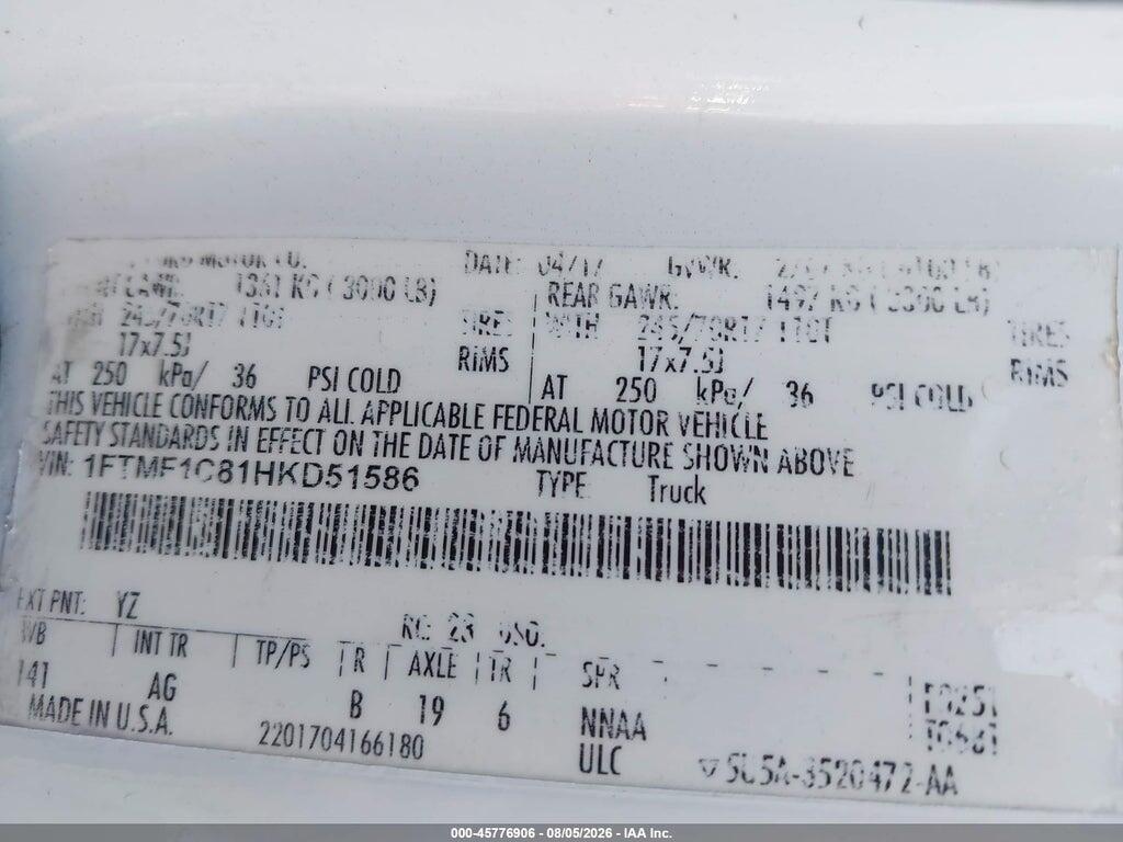 1FTMF1C81HKD51586 2017 FORD F-150 photo no. 9