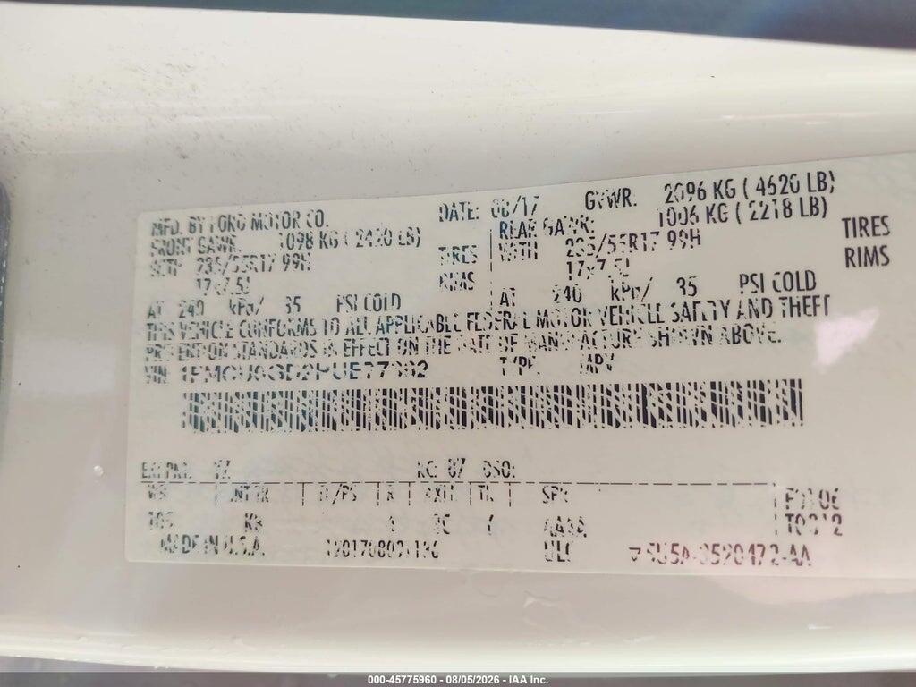 1FMCU0GD2HUE77362 2017 FORD ESCAPE photo no. 9