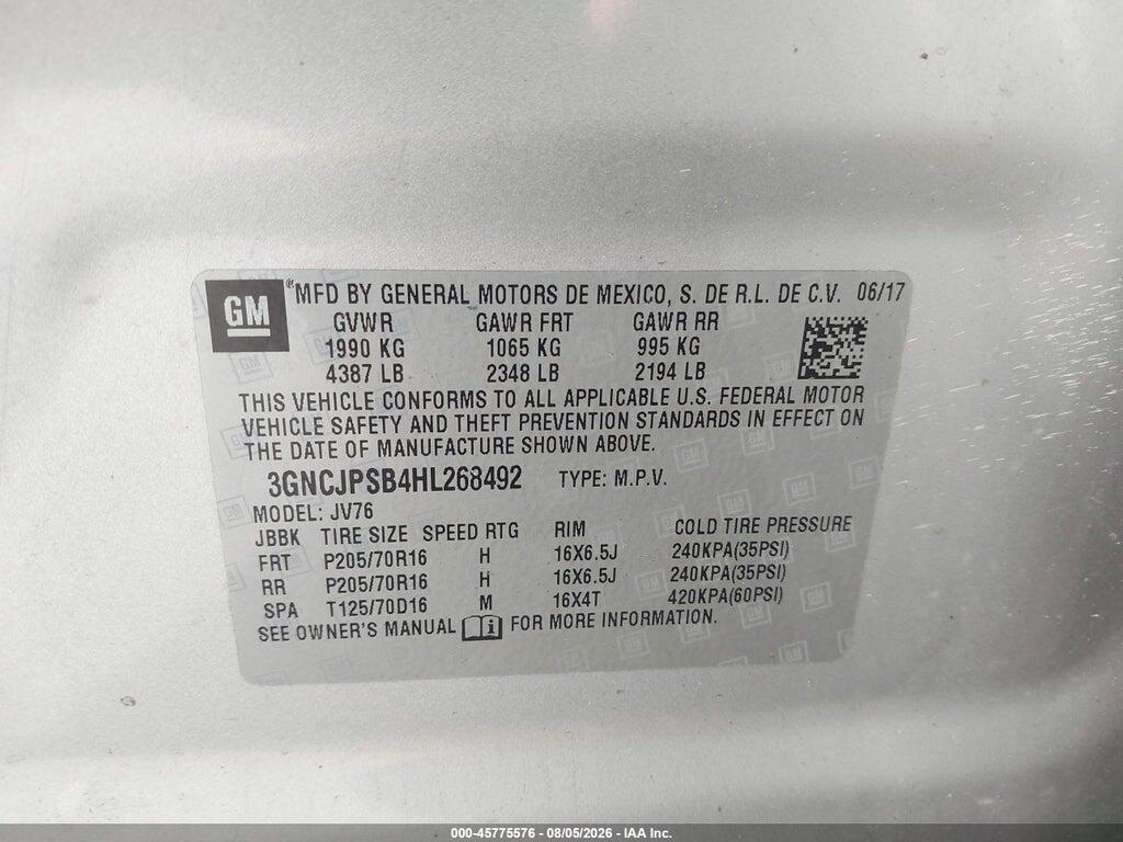 3GNCJPSB4HL268492 2017 CHEVROLET TRAX photo no. 9