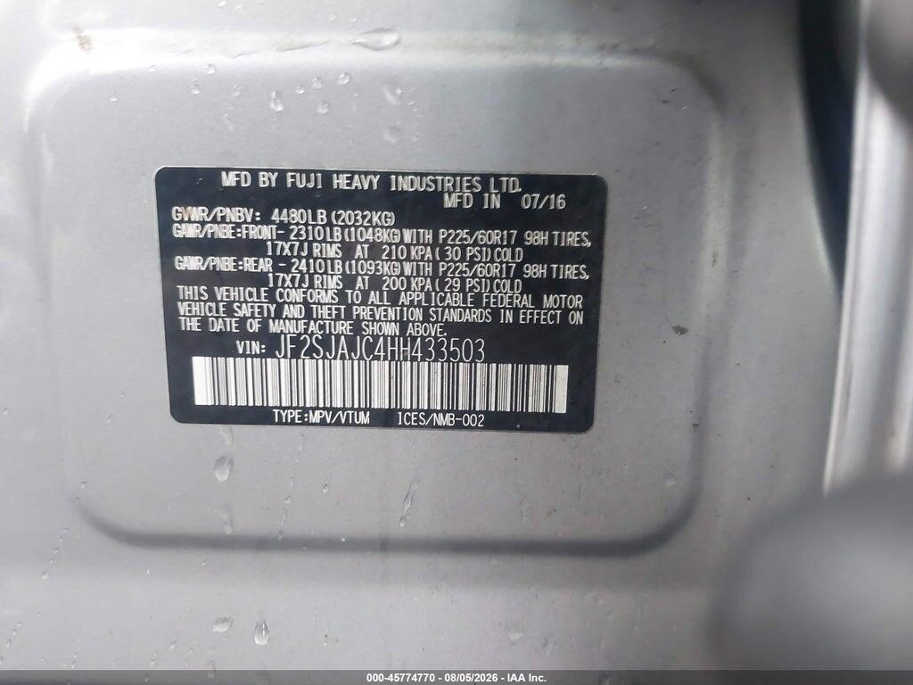 JF2SJAJC4HH433503 2017 SUBARU FORESTER photo no. 8