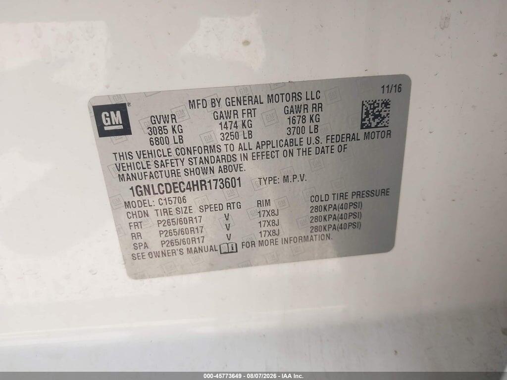 1GNLCDEC4HR173601 2017 CHEVROLET TAHOE photo no. 9