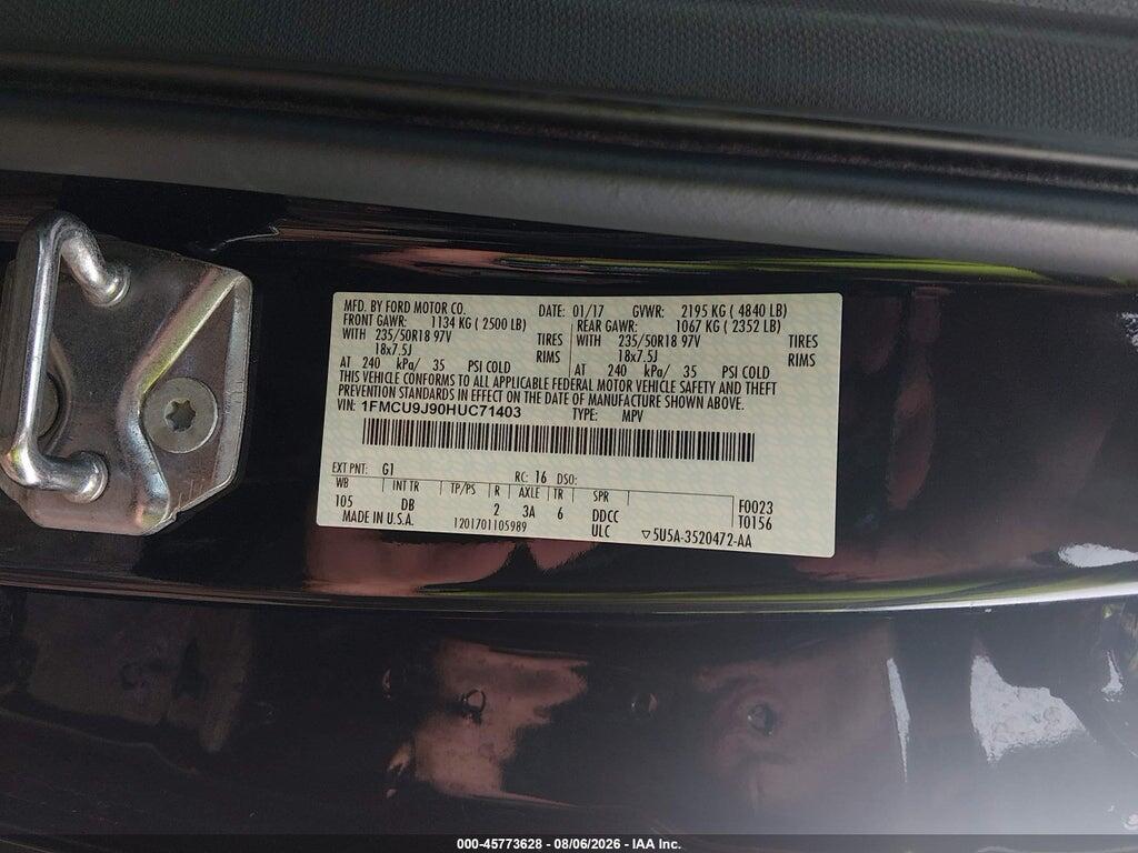 1FMCU9J90HUC71403 2017 FORD ESCAPE photo no. 9