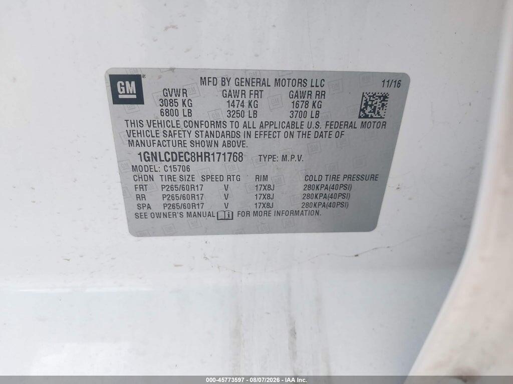 1GNLCDEC8HR171768 2017 CHEVROLET TAHOE photo no. 9
