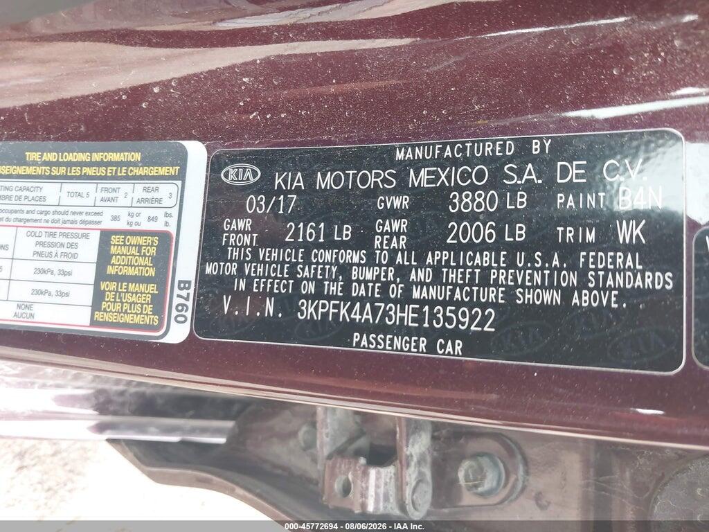 3KPFK4A73HE135922 2017 KIA FORTE photo no. 9