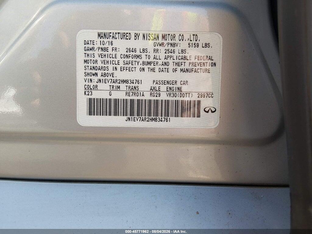 JN1EV7AR2HM834761 2017 INFINITI Q50 photo no. 9