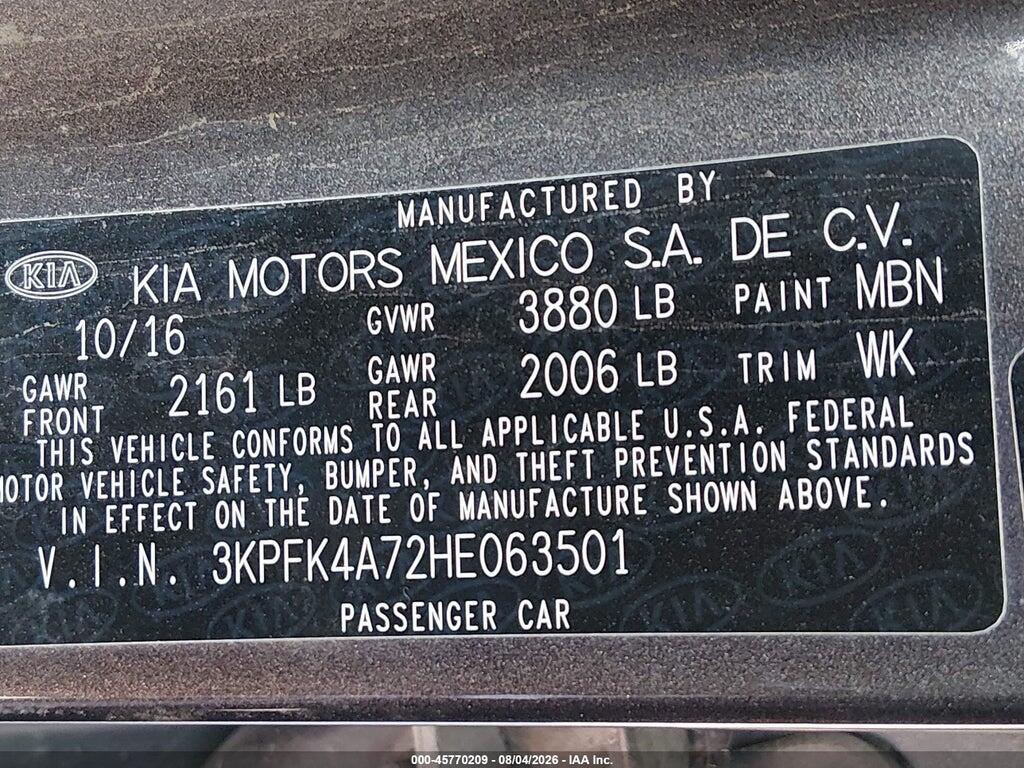 3KPFK4A72HE063501 2017 KIA FORTE photo no. 9