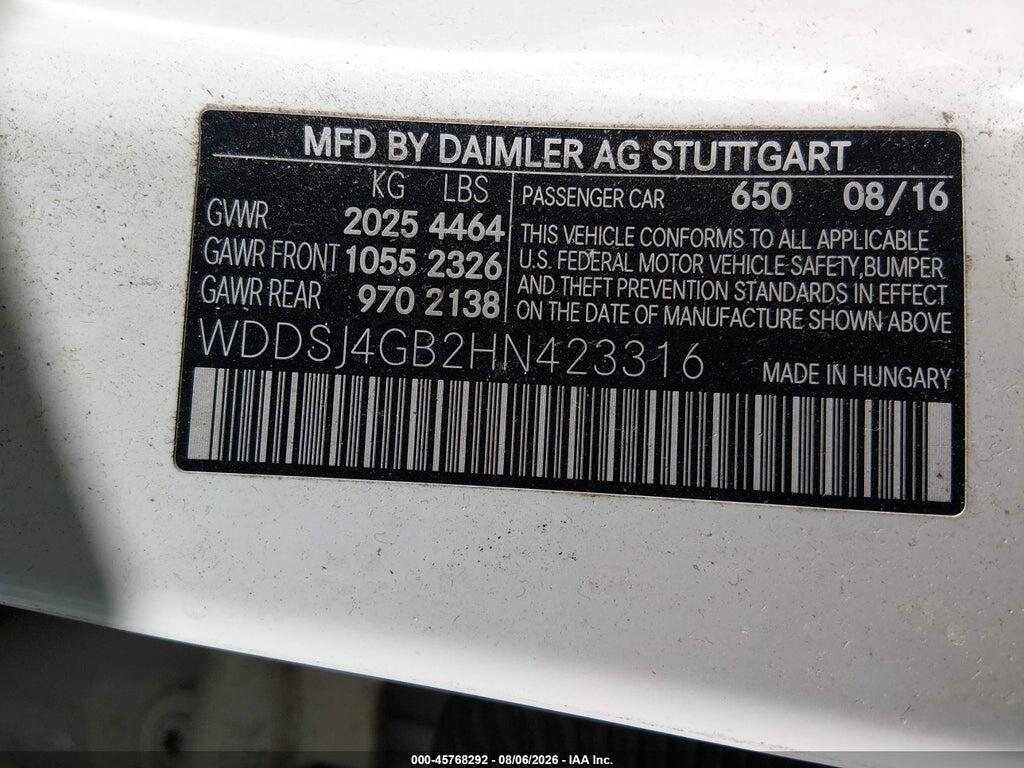 WDDSJ4GB2HN423316 2017 MERCEDES-BENZ CLA 250 photo no. 9