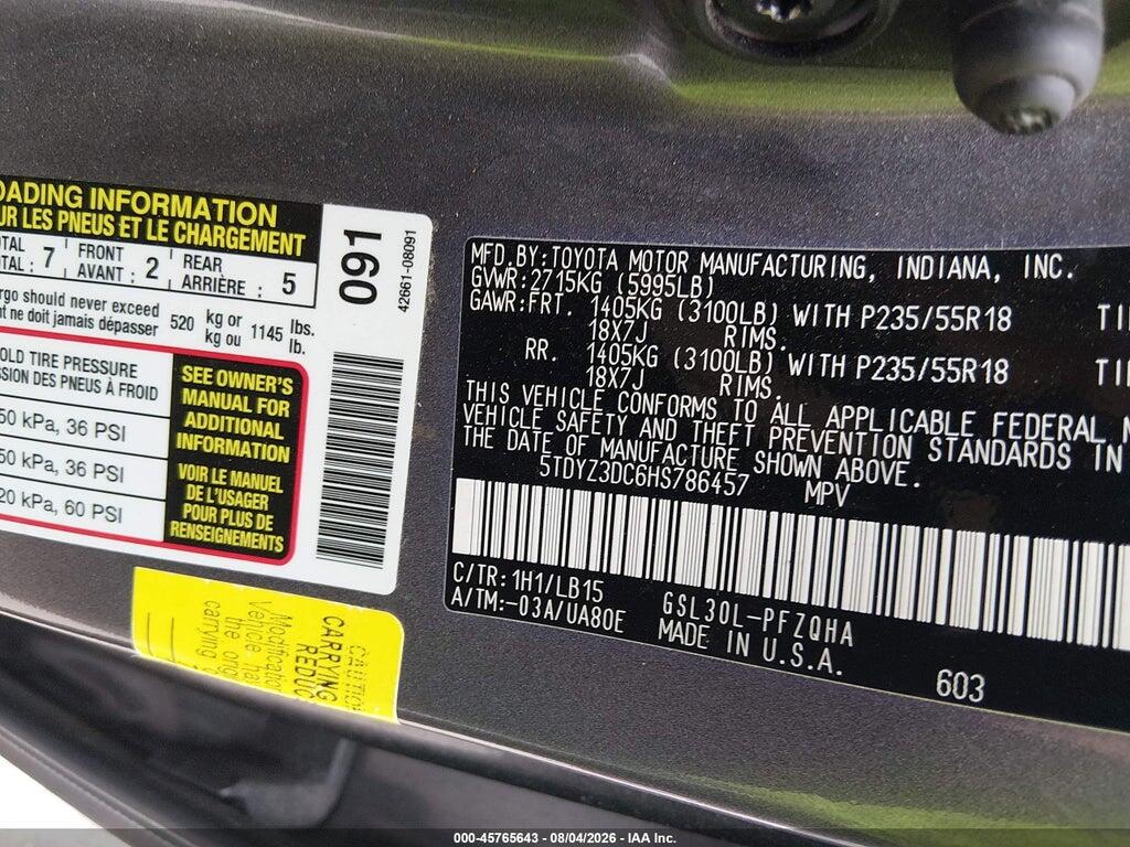 5TDYZ3DC6HS786457 2017 TOYOTA SIENNA photo no. 9