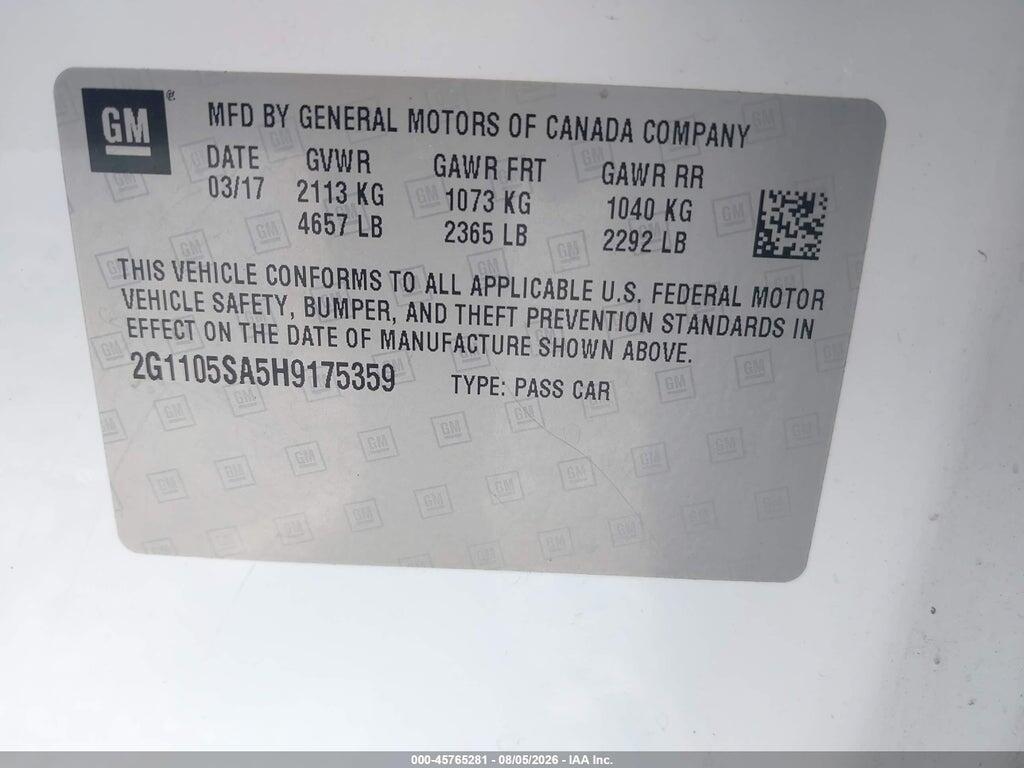 2G1105SA5H9175359 2017 CHEVROLET IMPALA photo no. 9