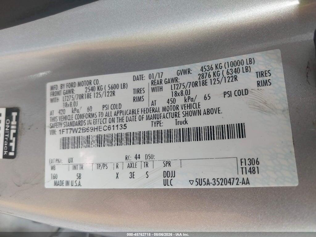 1FT7W2B69HEC61135 2017 FORD F-250 photo no. 9
