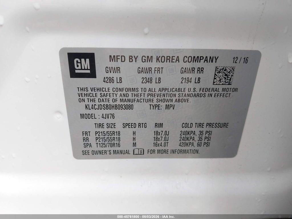 KL4CJDSB0HB093080 2017 BUICK ENCORE photo no. 9