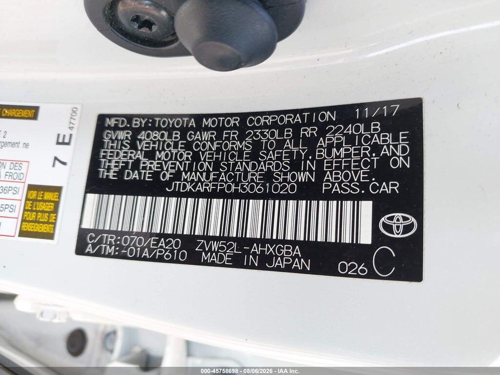 JTDKARFP0H3061020 2017 TOYOTA PRIUS PRIME photo no. 9