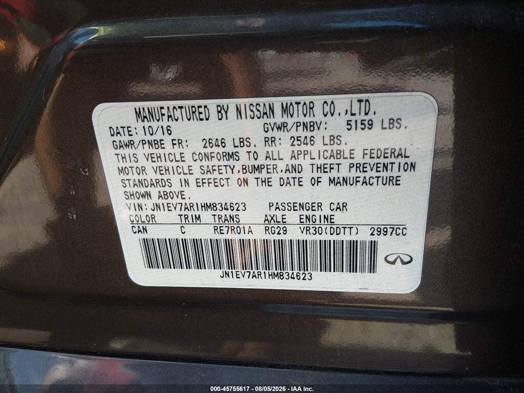 JN1EV7AR1HM834623 2017 INFINITI Q50 photo no. 9