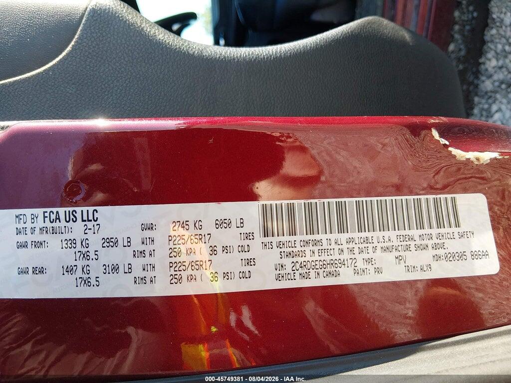 2C4RDGEG6HR694172 2017 DODGE GRAND CARAVAN photo no. 9