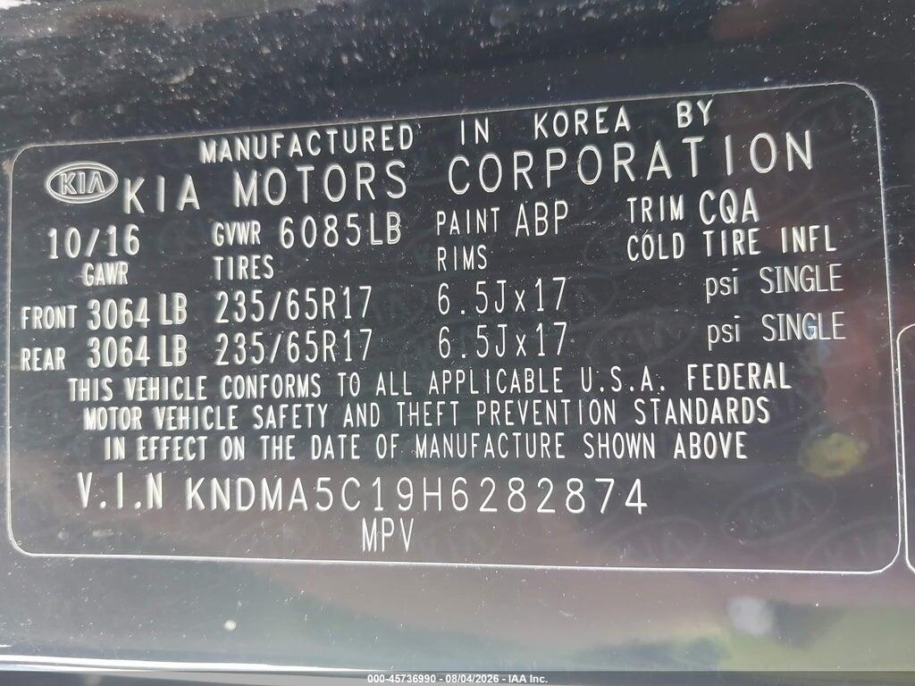 KNDMA5C19H6282874 2017 KIA SEDONA photo no. 9