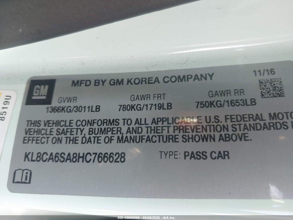 KL8CA6SA8HC766628 2017 CHEVROLET SPARK photo no. 9