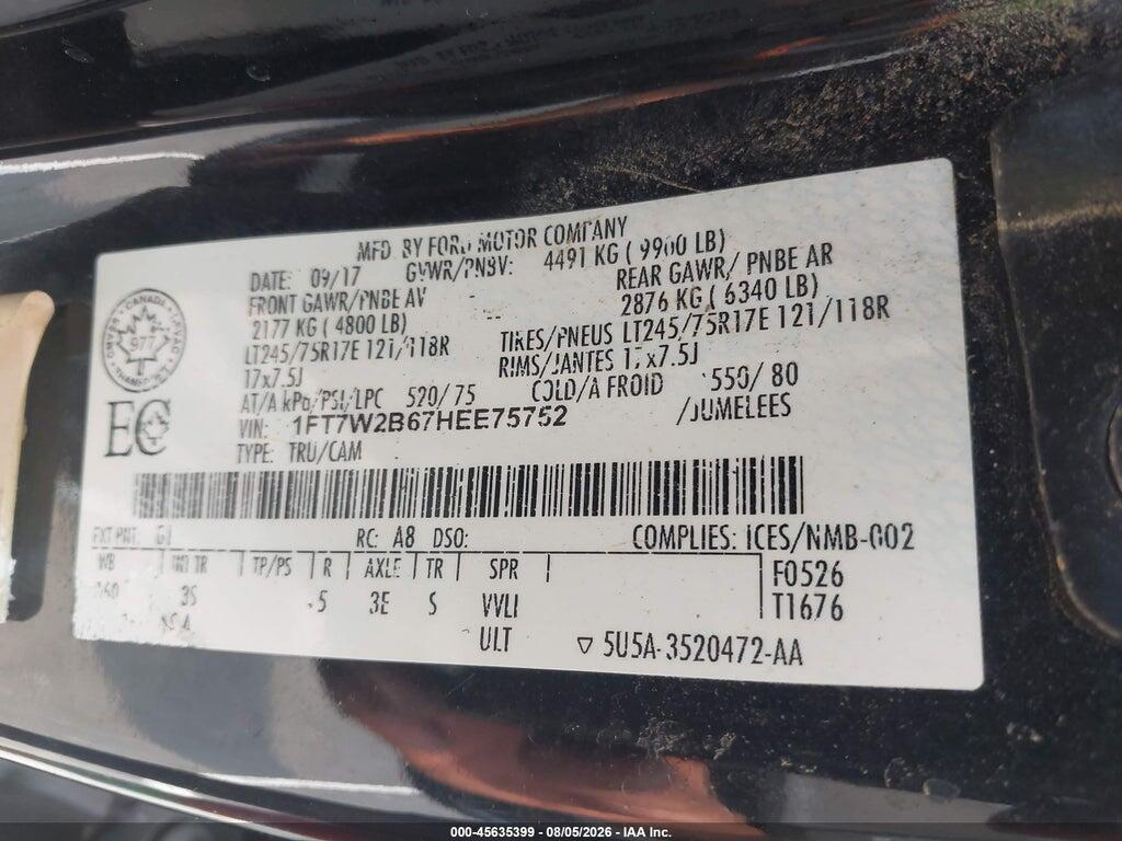 1FT7W2B67HEE75752 2017 FORD F-250 photo no. 9