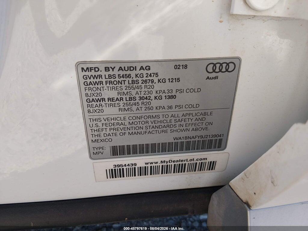 WA1BNAFY9J2139041 2018 AUDI Q5 photo no. 8
