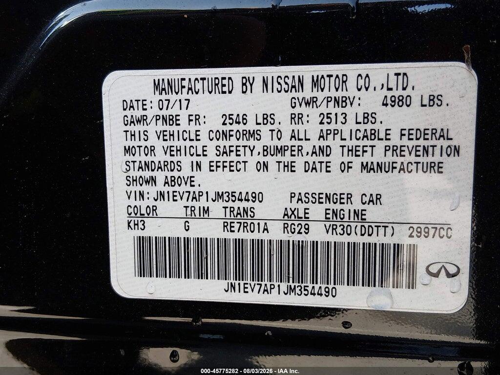 JN1EV7AP1JM354490 2018 INFINITI Q50 photo no. 9