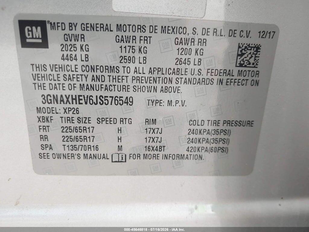 3GNAXHEV6JS576549 2018 CHEVROLET EQUINOX photo no. 9