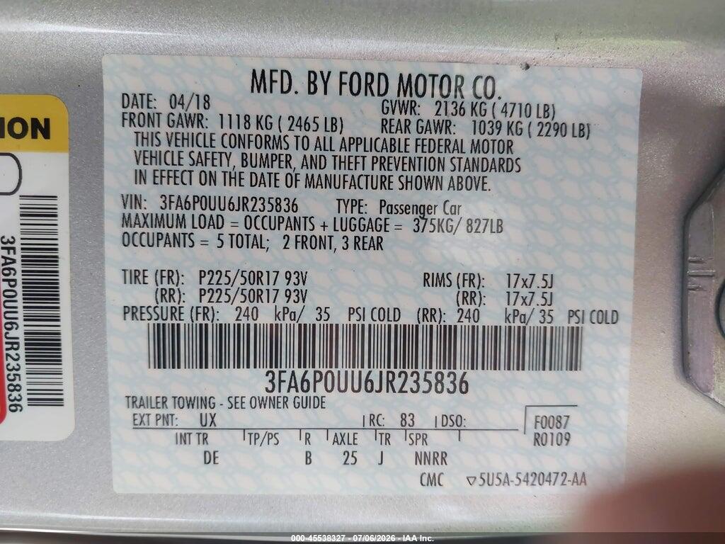 3FA6P0UU6JR235836 2018 FORD FUSION HYBRID photo no. 9