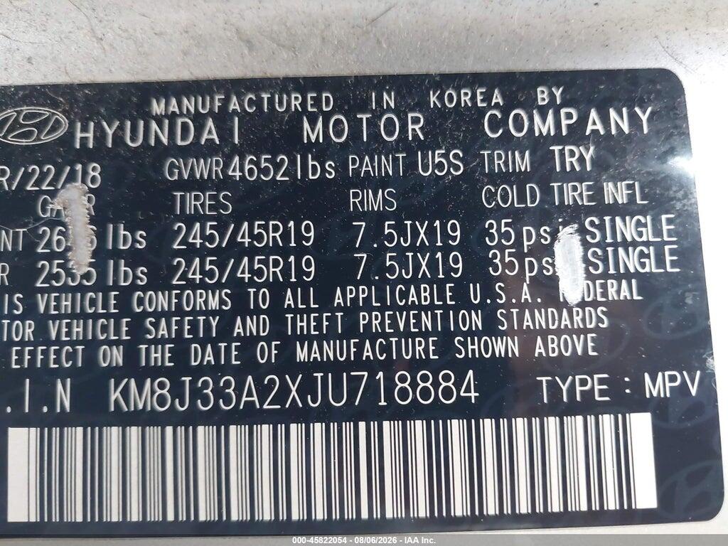 KM8J33A2XJU718884 2018 HYUNDAI TUCSON photo no. 9