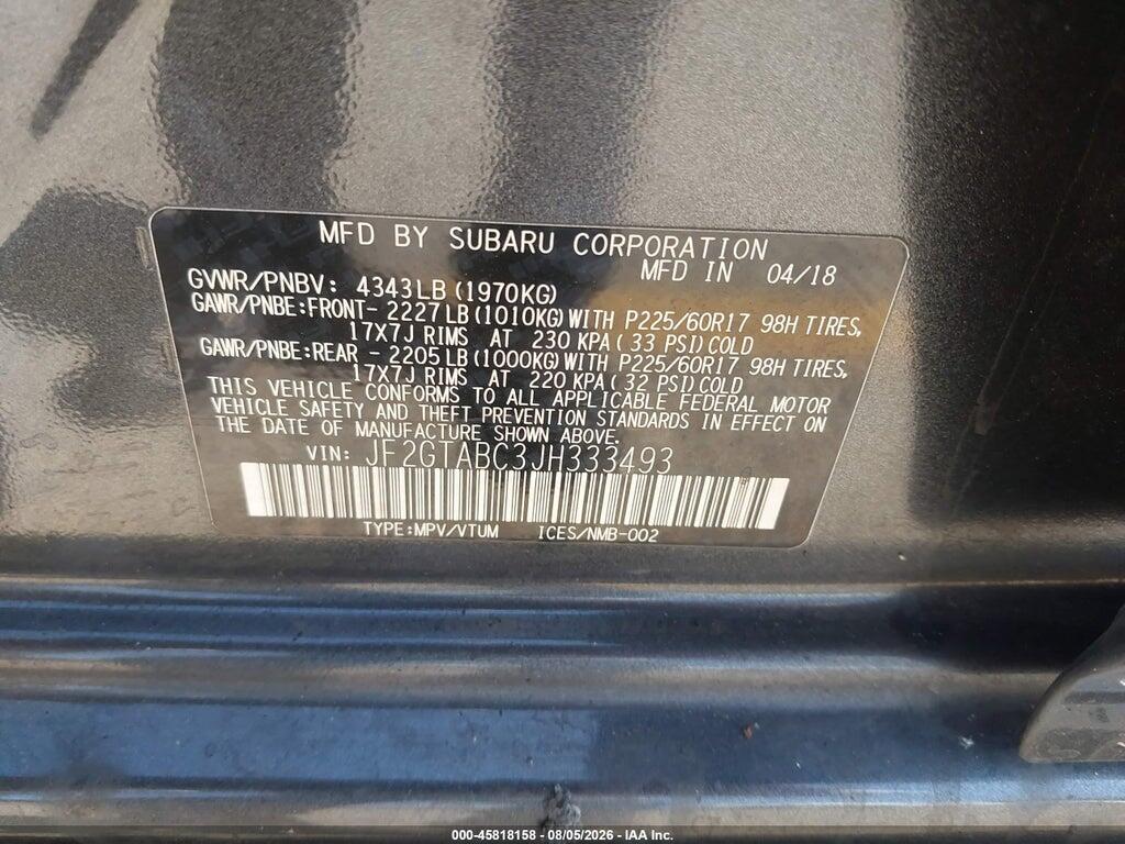 JF2GTABC3JH333493 2018 SUBARU CROSSTREK photo no. 9