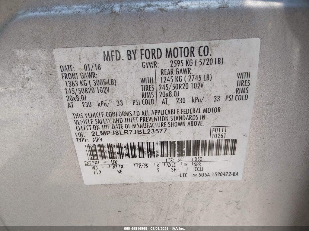 2LMPJ8LR7JBL23577 2018 LINCOLN MKX photo no. 9