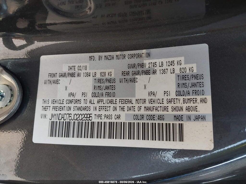 JM1NDAD76J0202995 2018 MAZDA MX-5 MIATA photo no. 9