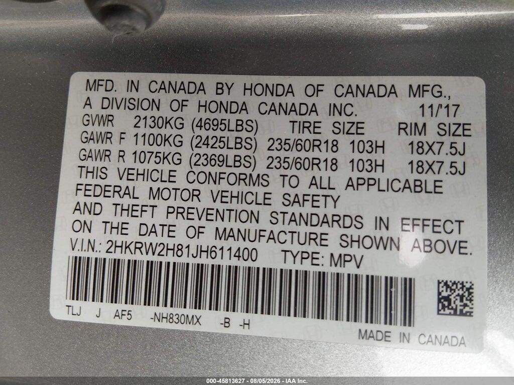 2HKRW2H81JH611400 2018 HONDA CR-V photo no. 9