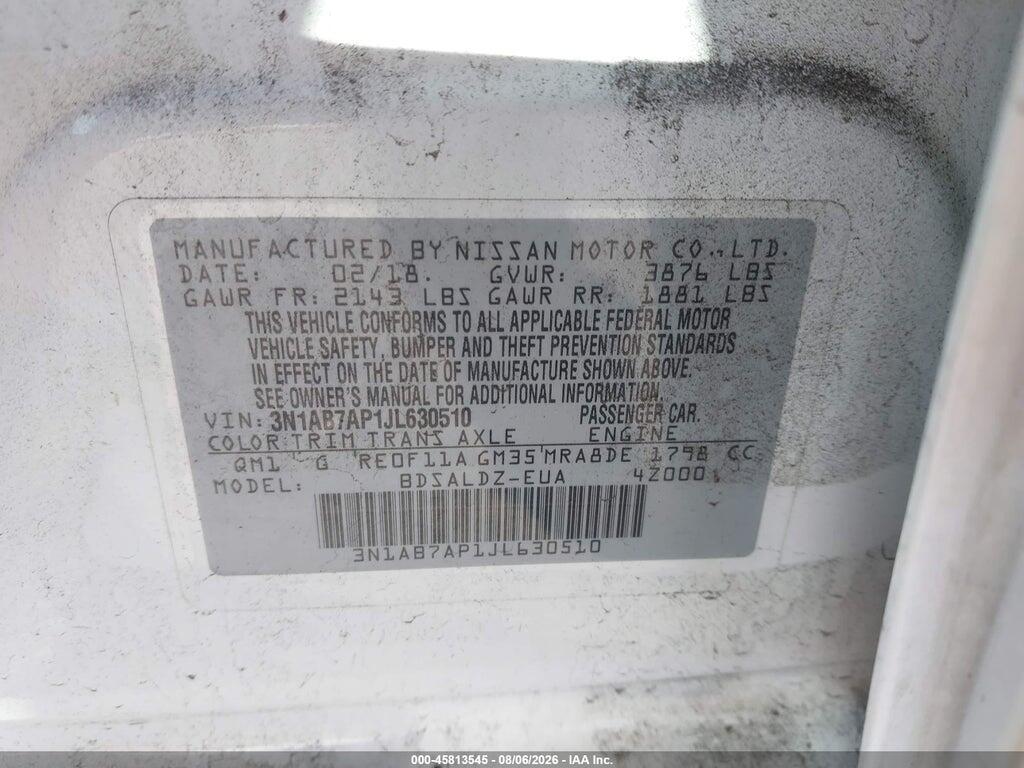 3N1AB7AP1JL630510 2018 NISSAN SENTRA photo no. 9