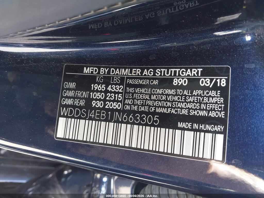 WDDSJ4EB1JN663305 2018 MERCEDES-BENZ CLA 250 photo no. 9