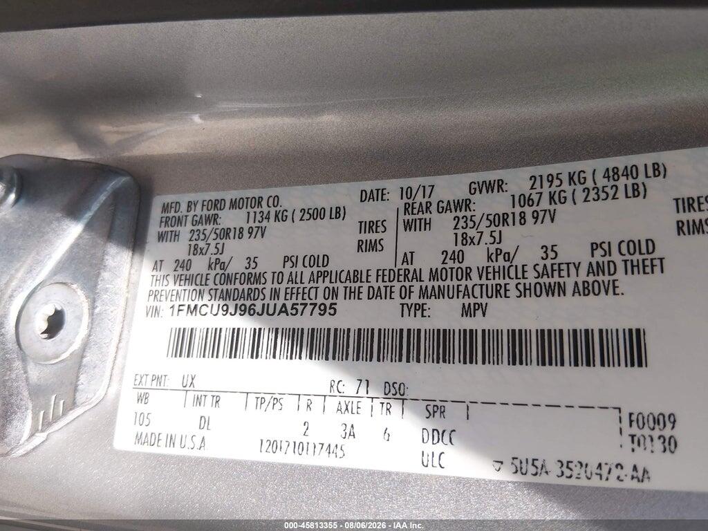 1FMCU9J96JUA57795 2018 FORD ESCAPE photo no. 9