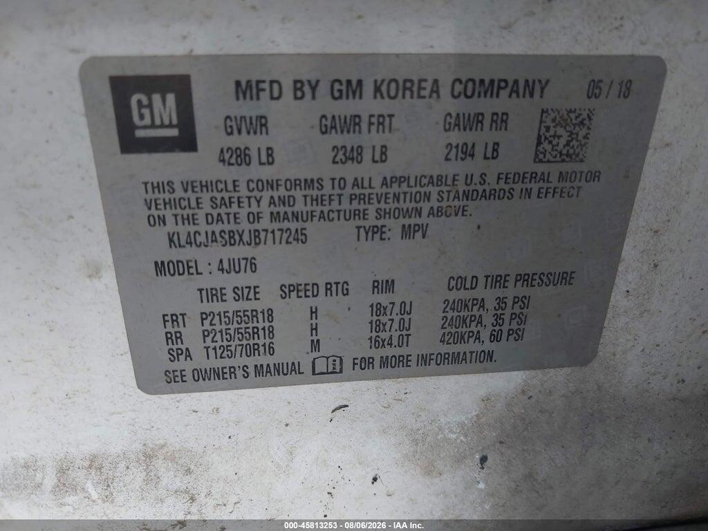 KL4CJASBXJB717245 2018 BUICK ENCORE photo no. 9