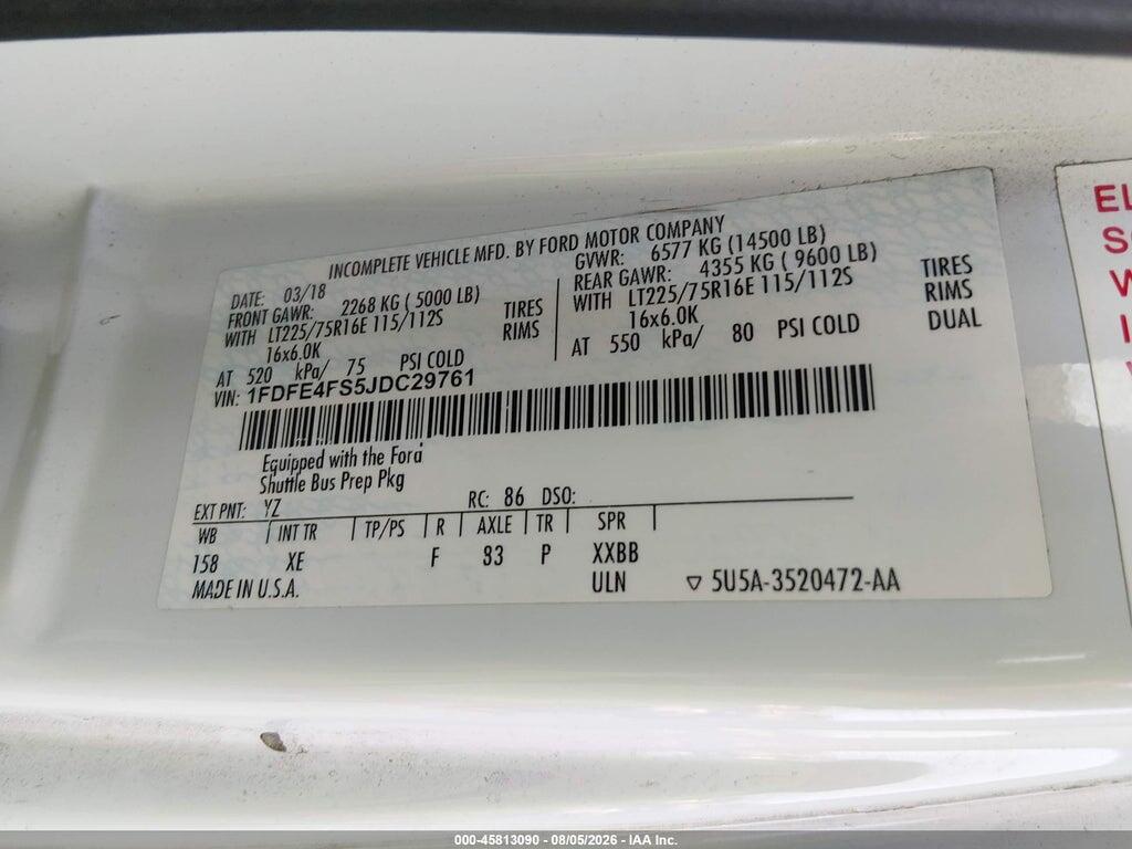 1FDFE4FS5JDC29761 2018 FORD E-450 CUTAWAY photo no. 8
