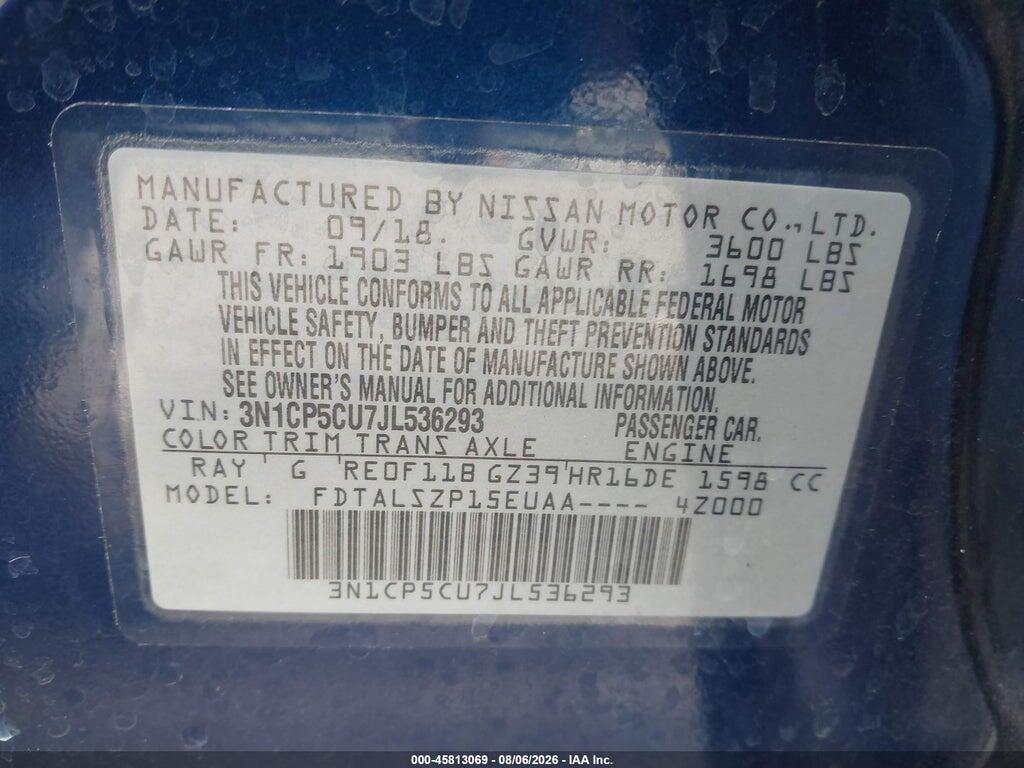 3N1CP5CU7JL536293 2018 NISSAN KICKS photo no. 9