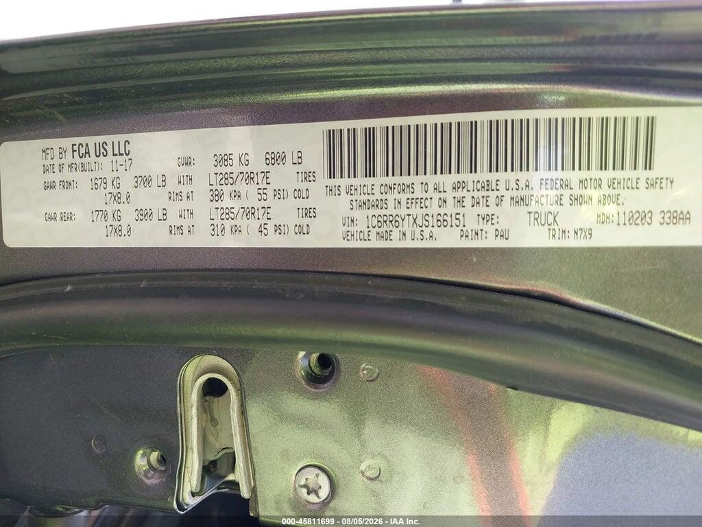 1C6RR6YTXJS166151 2018 RAM 1500 photo no. 9