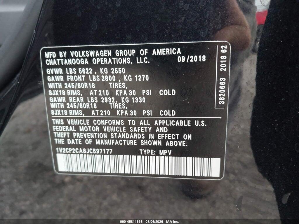 1V2CP2CA8JC597177 2018 VOLKSWAGEN ATLAS photo no. 9