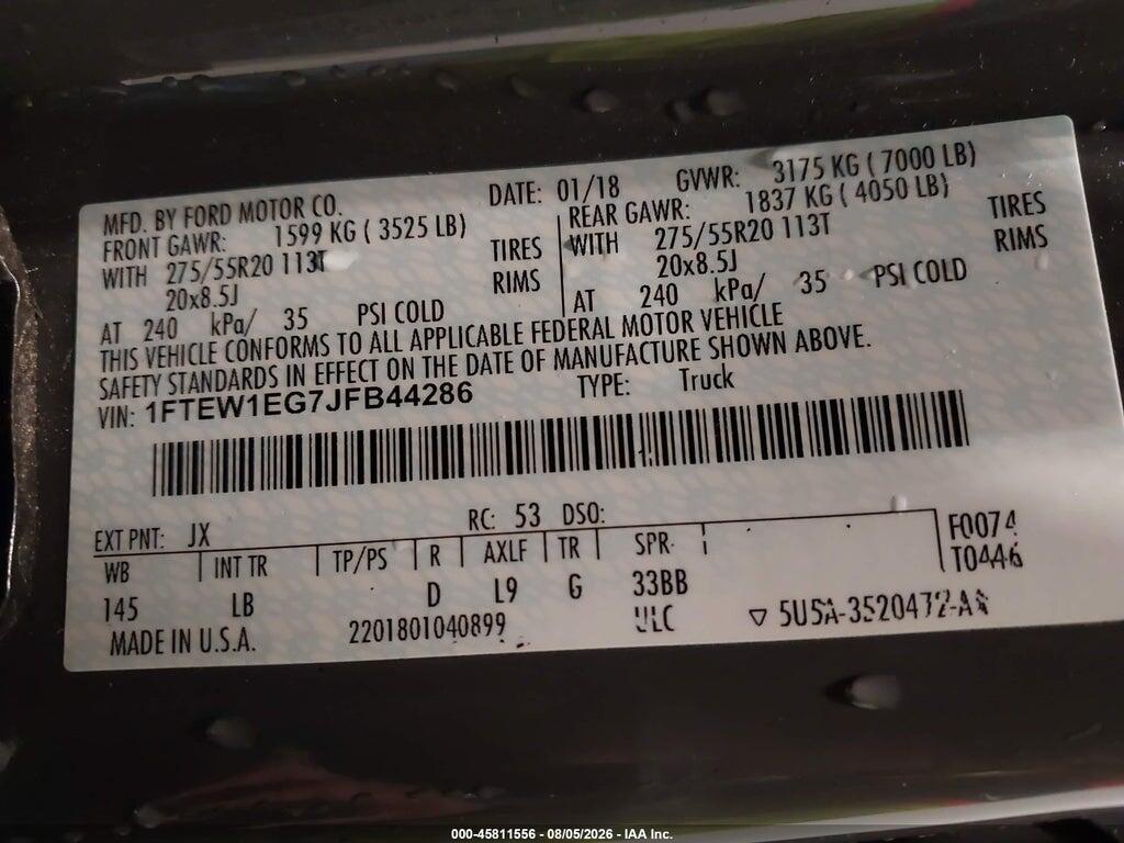 1FTEW1EG7JFB44286 2018 FORD F-150 photo no. 9