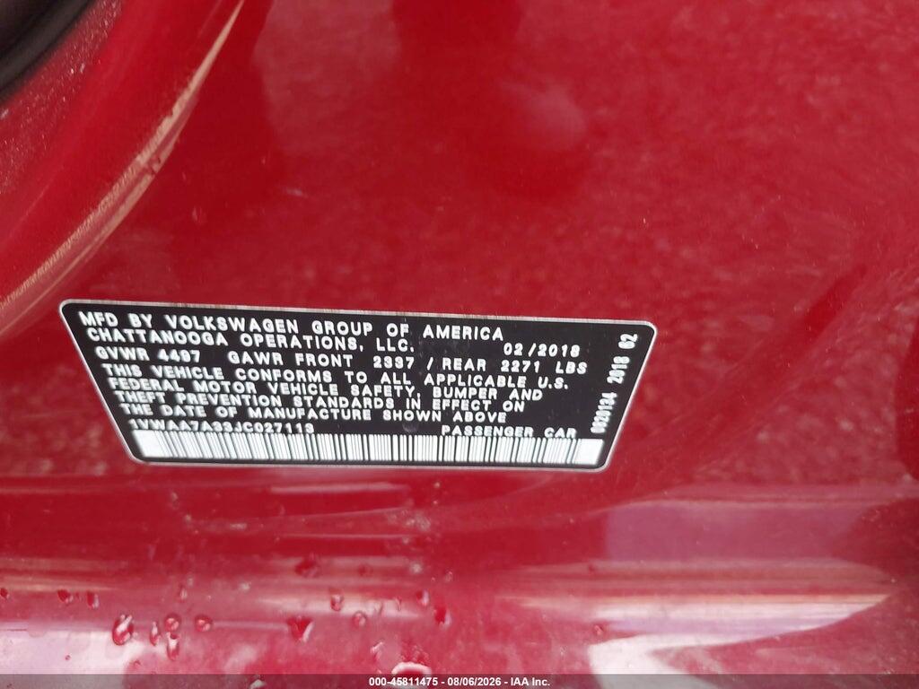 1VWAA7A33JC027113 2018 VOLKSWAGEN PASSAT photo no. 9
